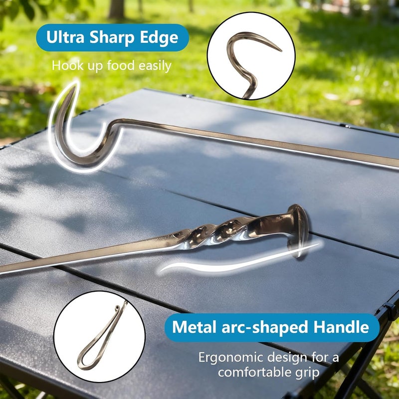 Mpbxisn Meat Flipper, Grill Hooks for Turning, Heavy Duty Stainless Steel BBQ Turner Hooks with Long Handle for Flipping Ribs, Pork Shoulder, Roast on Smoker Grilling (A) - Image 4